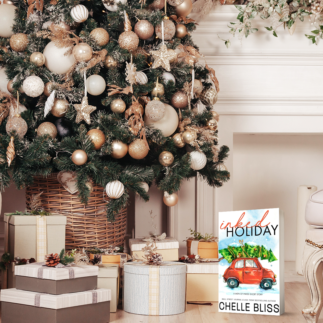 inked holiday paperback book red car with christmas tree on roof