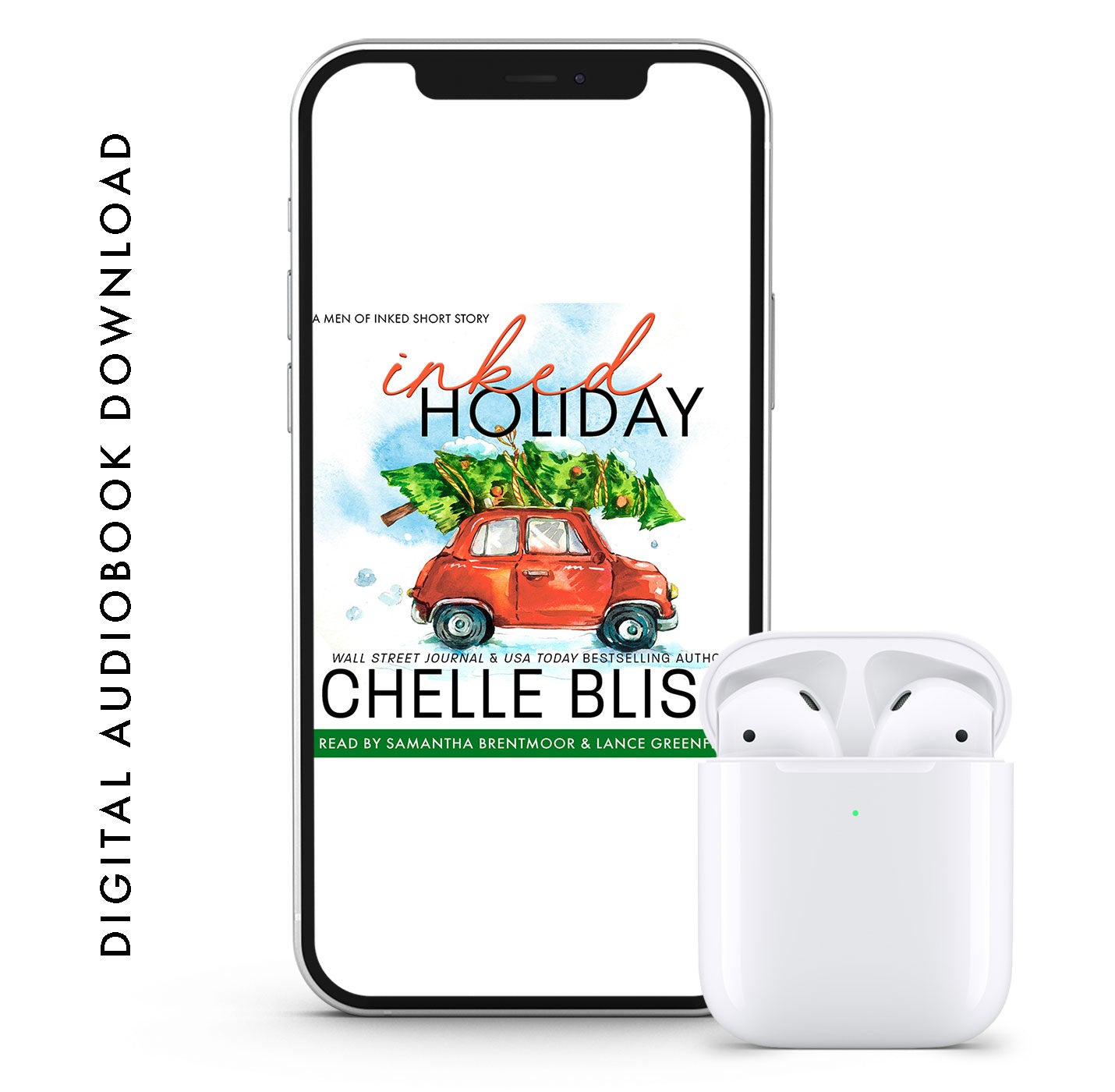 inked holiday audiobook by chelle bliss red car with christmas tree on roof