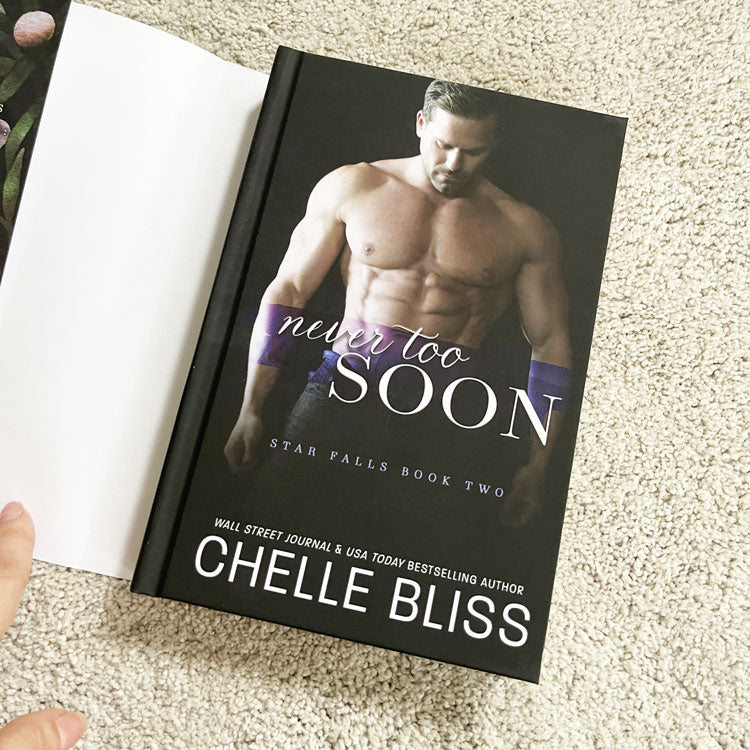 never too soon hardcover book by chelle bliss shirtless man