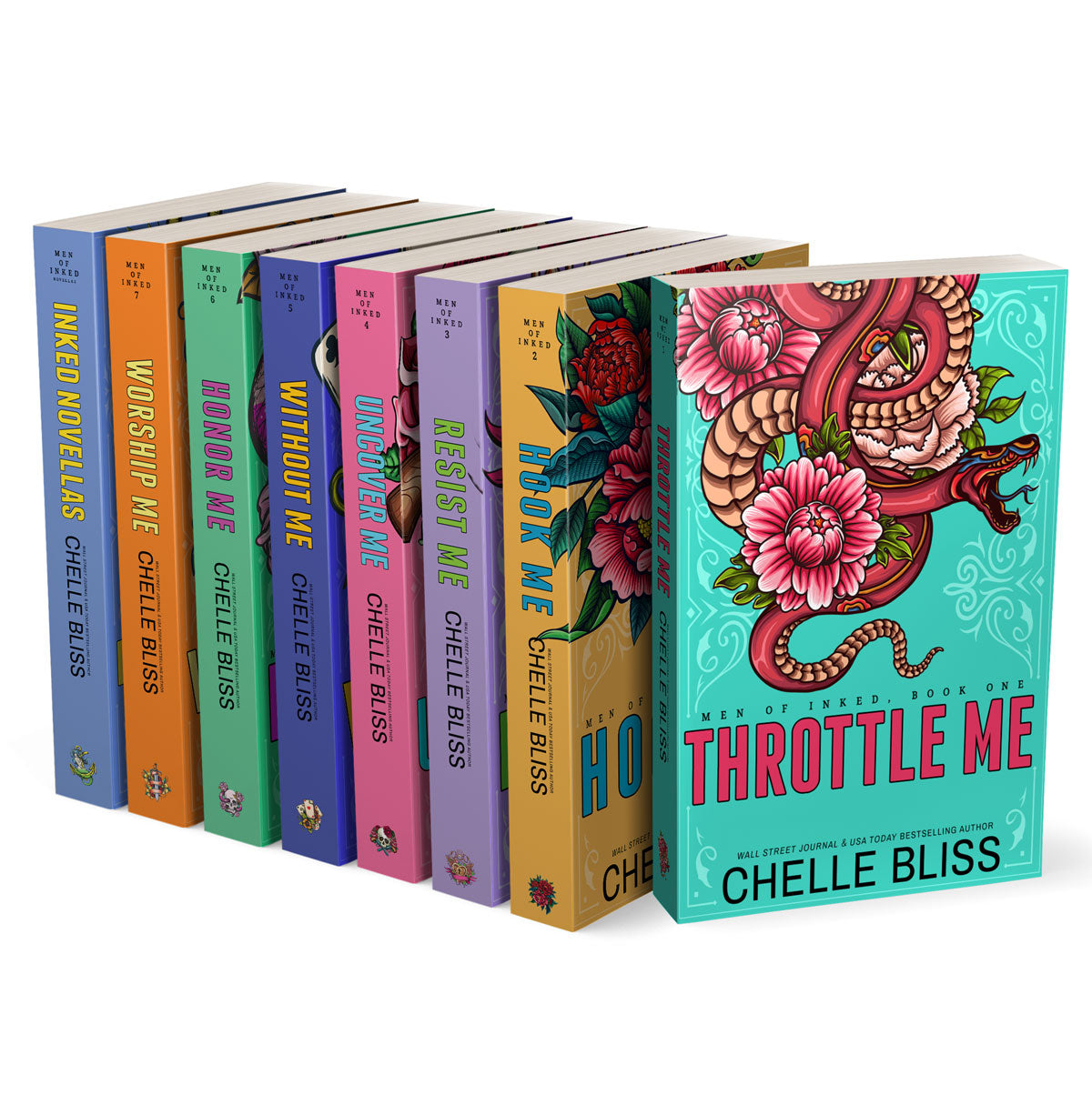 nine paperback book collection snake and flowers