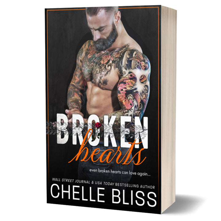 Broken Hearts Paperback book by Chelle Bliss featuring a shirtless tattooed man on the cover.