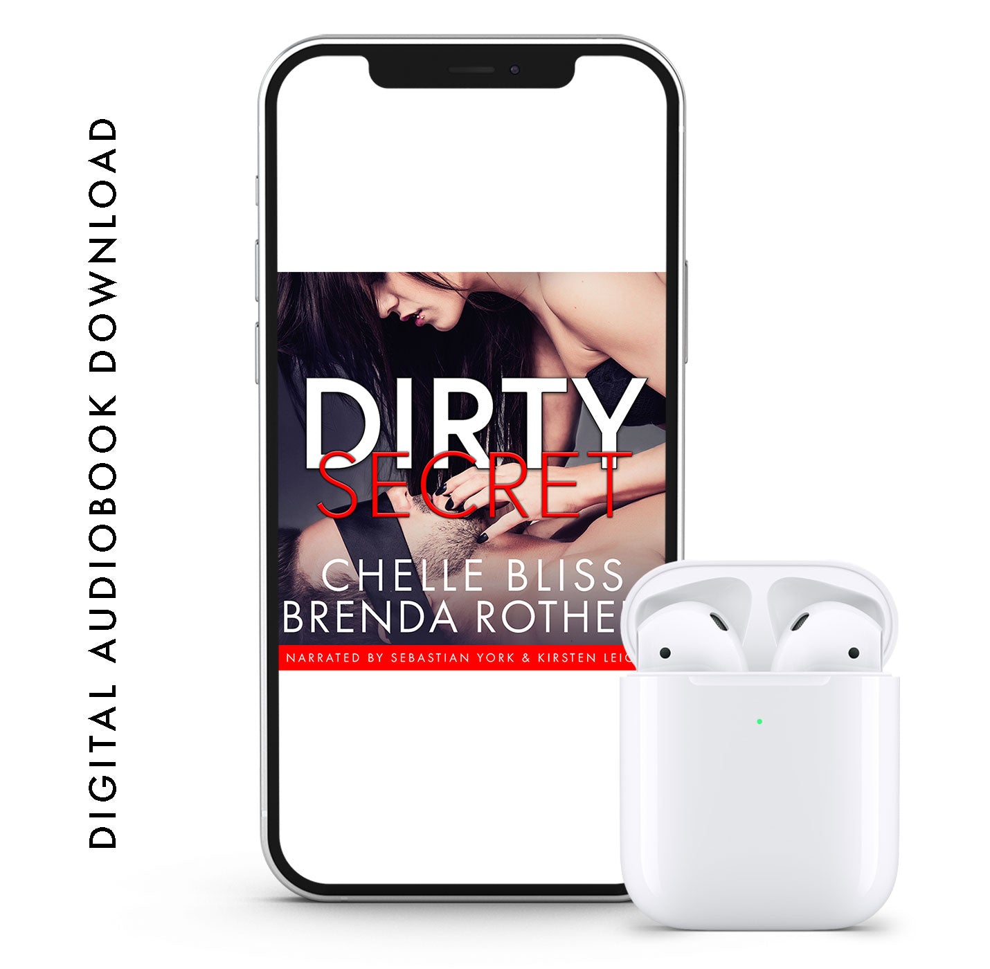 dirty secret romance audiobook by chelle bliss and brenda rothert woman touching blindfolded man 