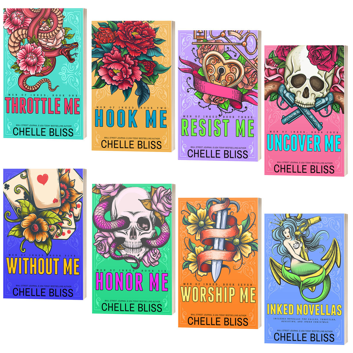 eight paperback book collection bundle skulls flowers mermaid cards 