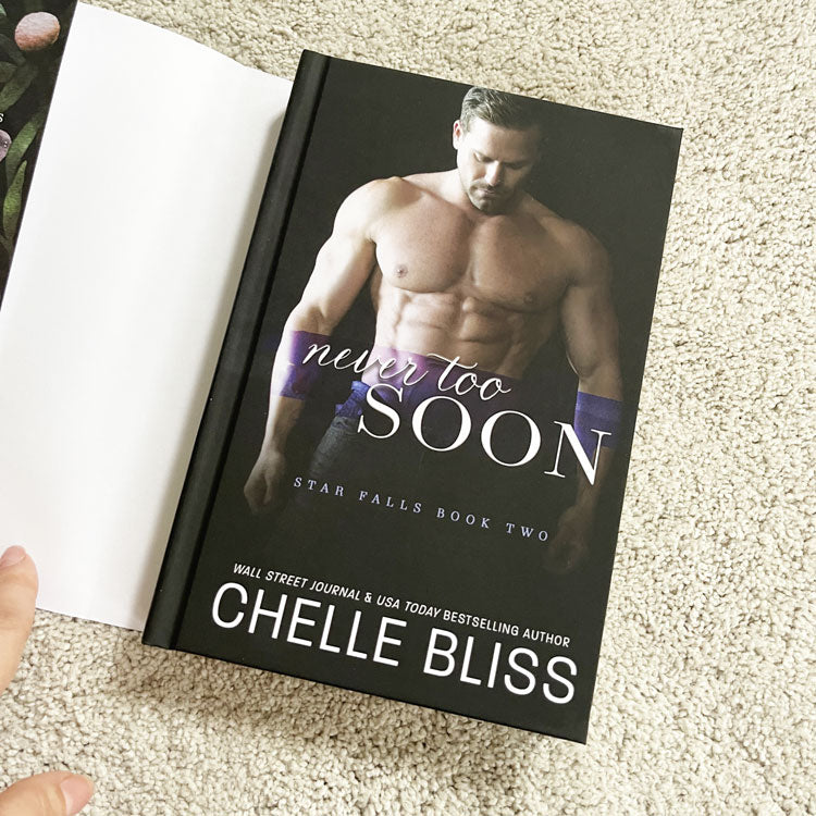 never too soon hardcover book by chelle bliss shirtless man 