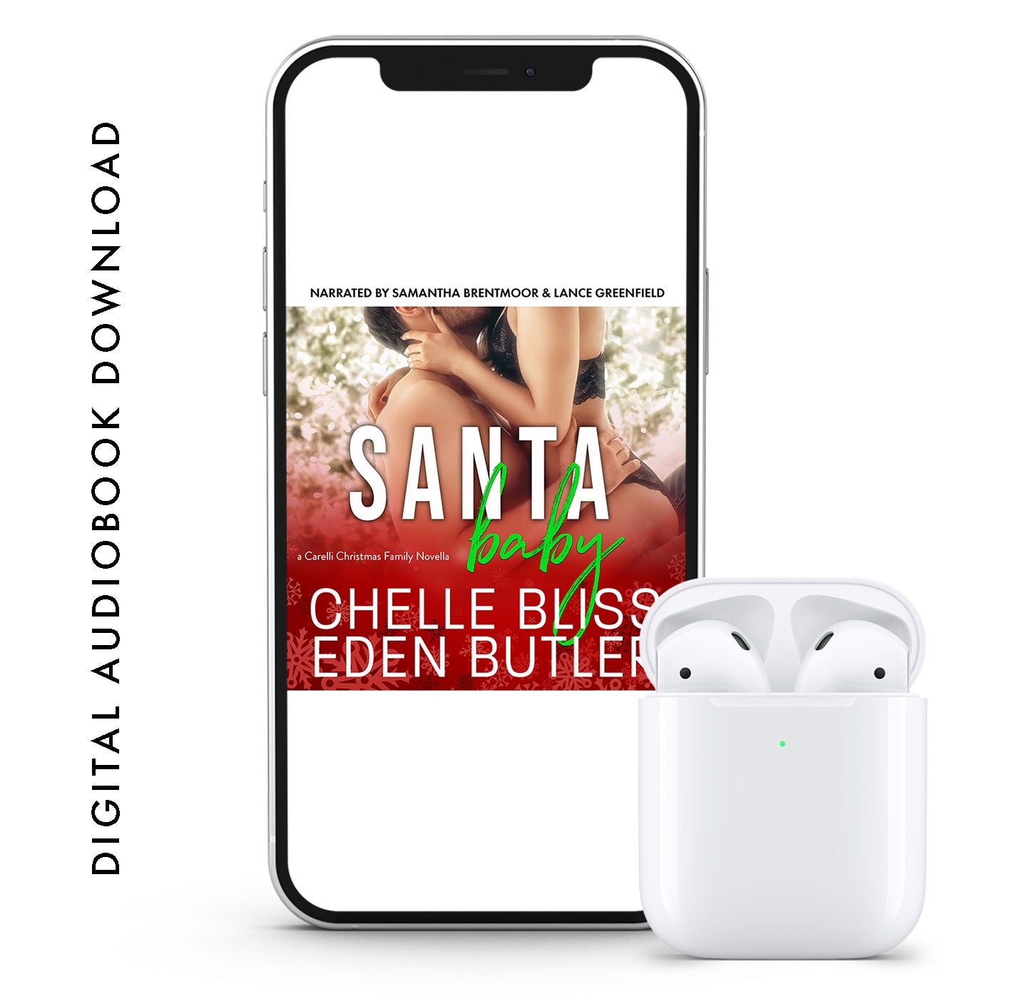 santa baby audiobook by chelle bliss and eden butler couple embracing 