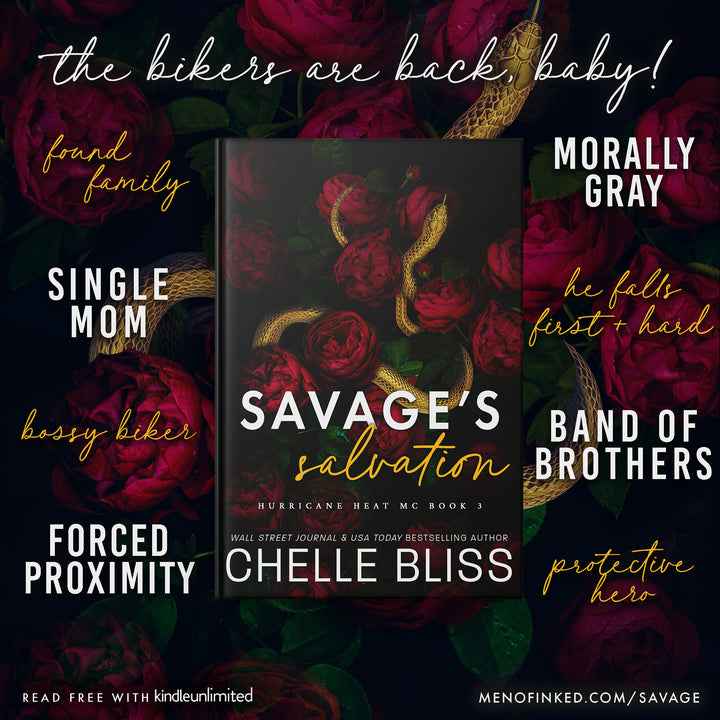 Book cover of 'Savage's Salvation' with floral design and promotional text on a dark background