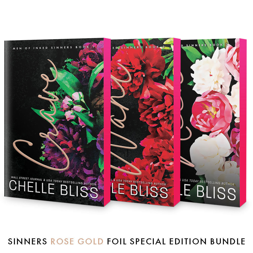 Three books from Chelle Bliss with floral designs on black backgrounds