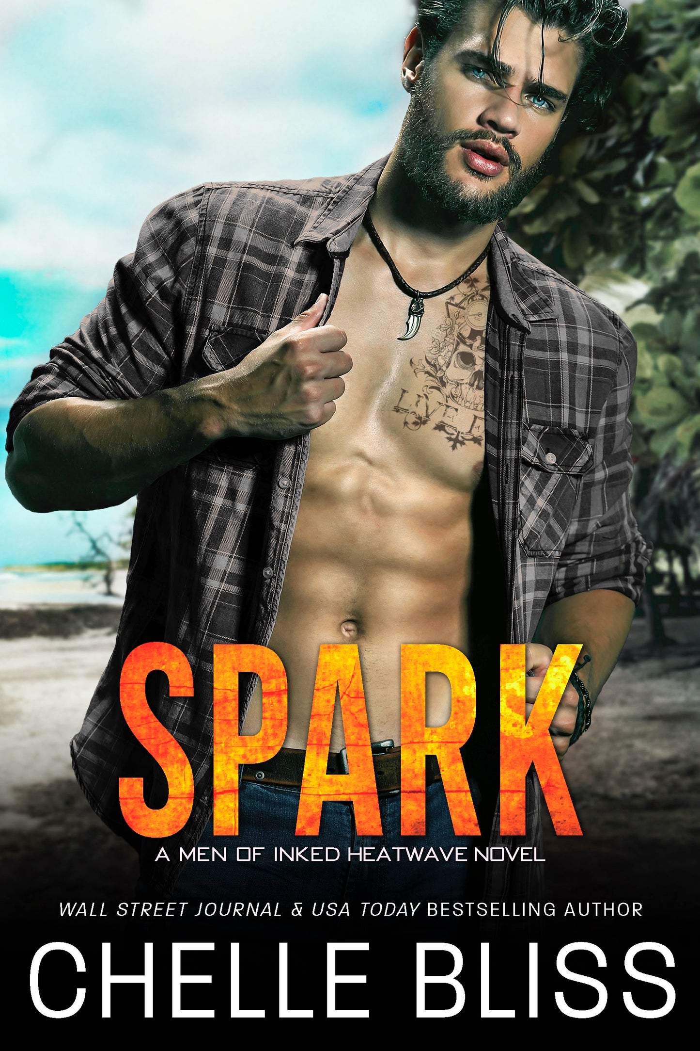 spark paperback book man at beach