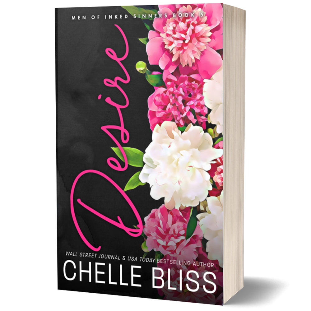 Book cover with floral design and pink text on a black background