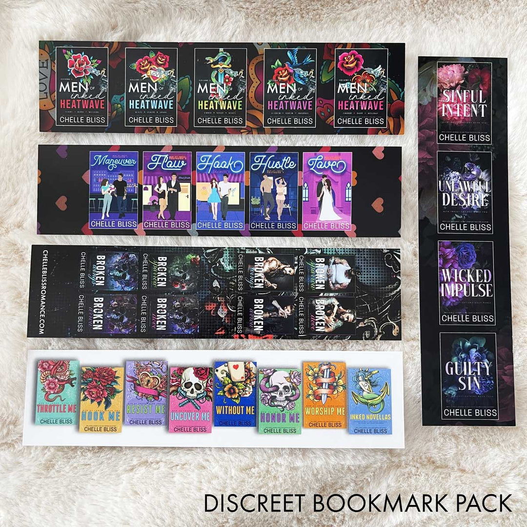 Bliss Bookmark Bundles with several romance themed books by Chelle Bliss.