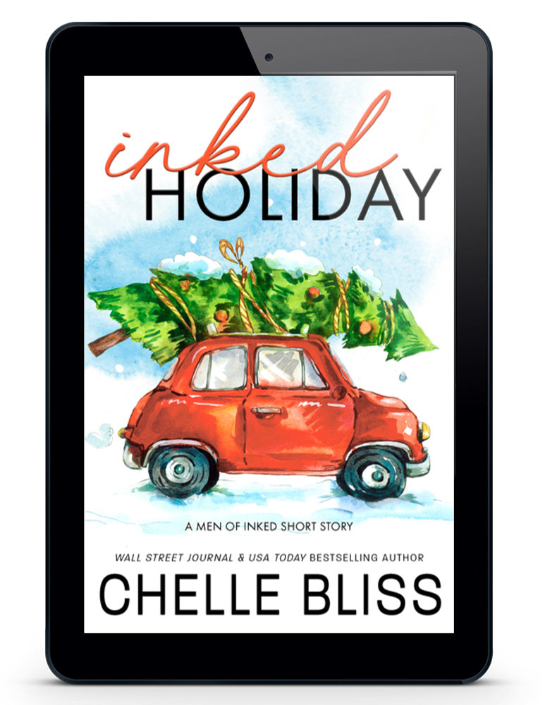 inked holiday ebook red car with christmas tree on roof 