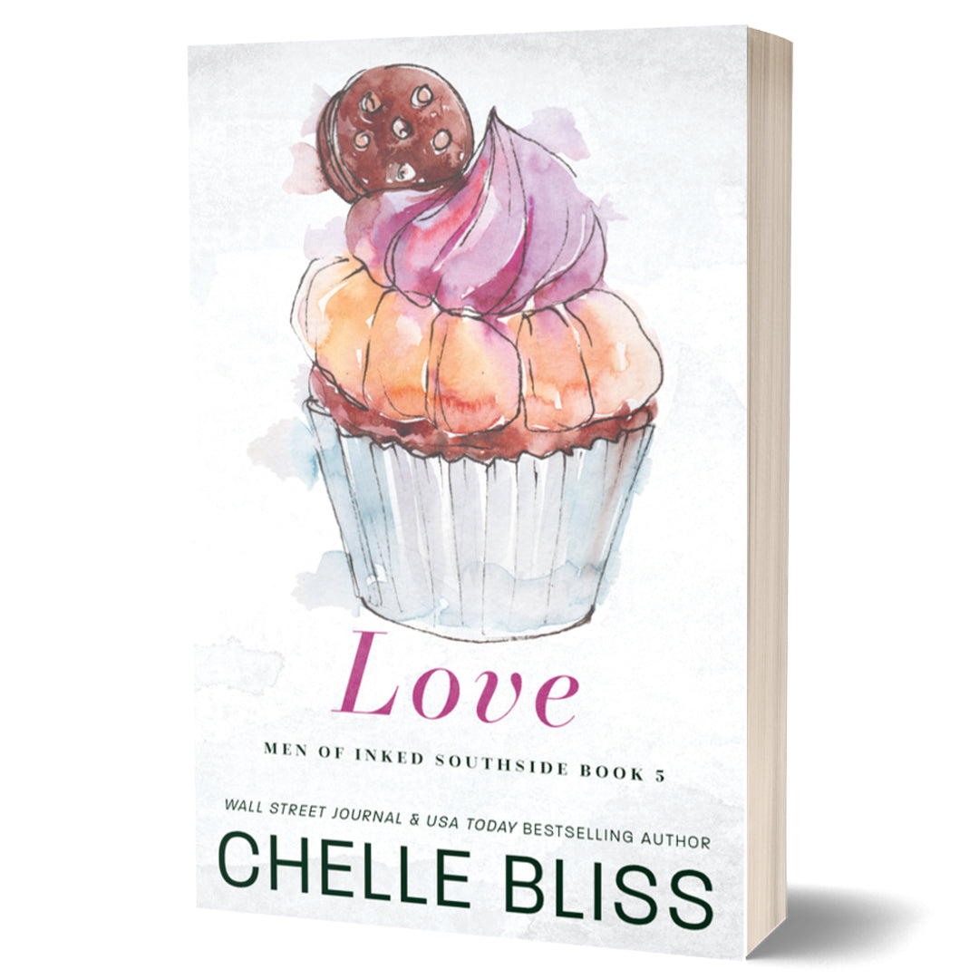 Book cover with a cupcake illustration and text about Chelle Bliss