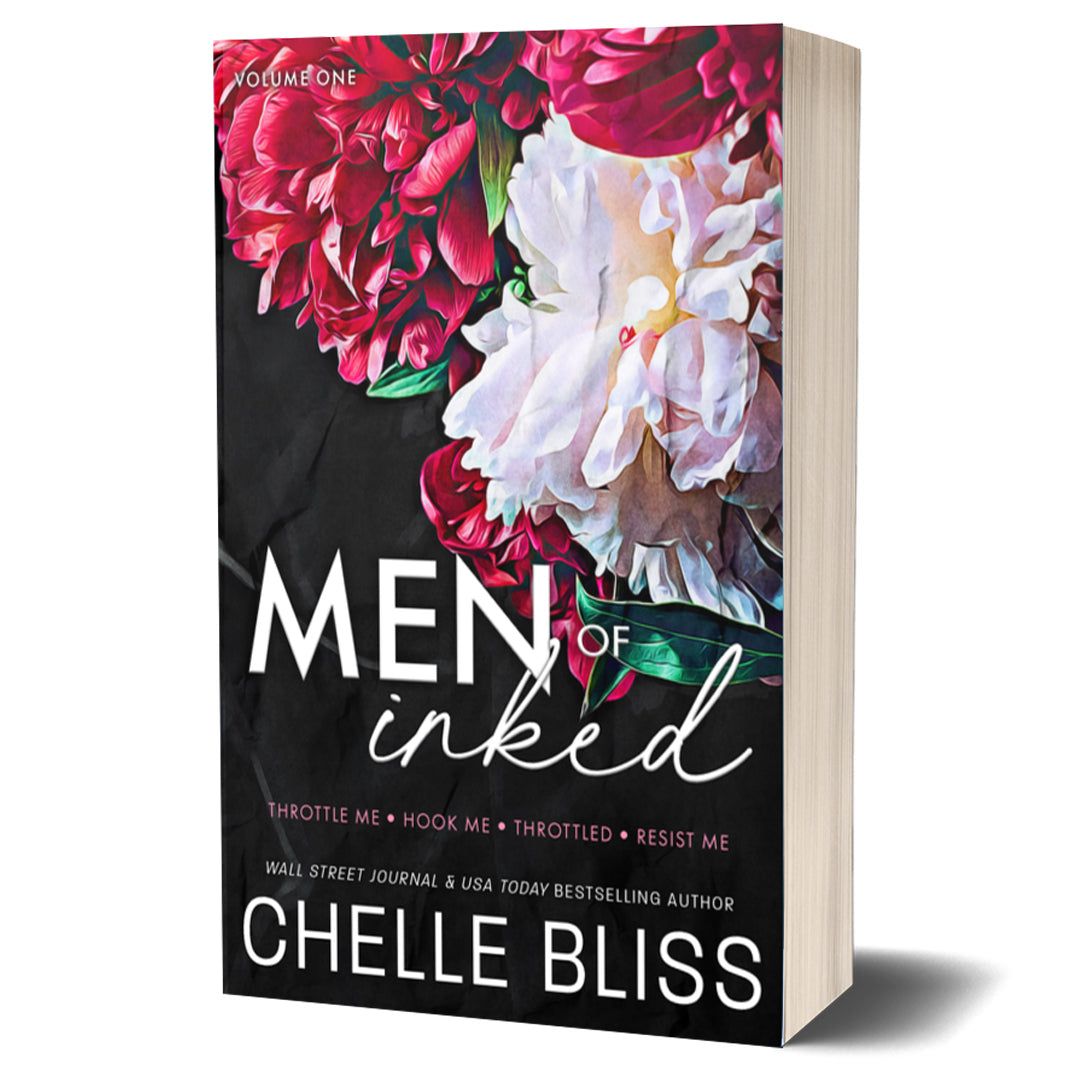 Cover of 'Men of Inked Volume 1' featuring a close-up of a floral arrangement with red and white flowers