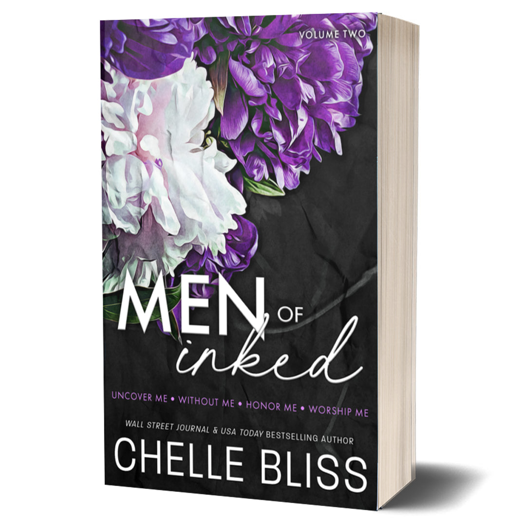 Cover of 'Men of Inked Volume 2' featuring a matte finish with floral designs and the author's name, Chelle Bliss.