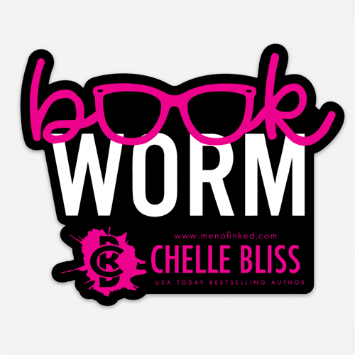 sticker that says book worm by chelle bliss