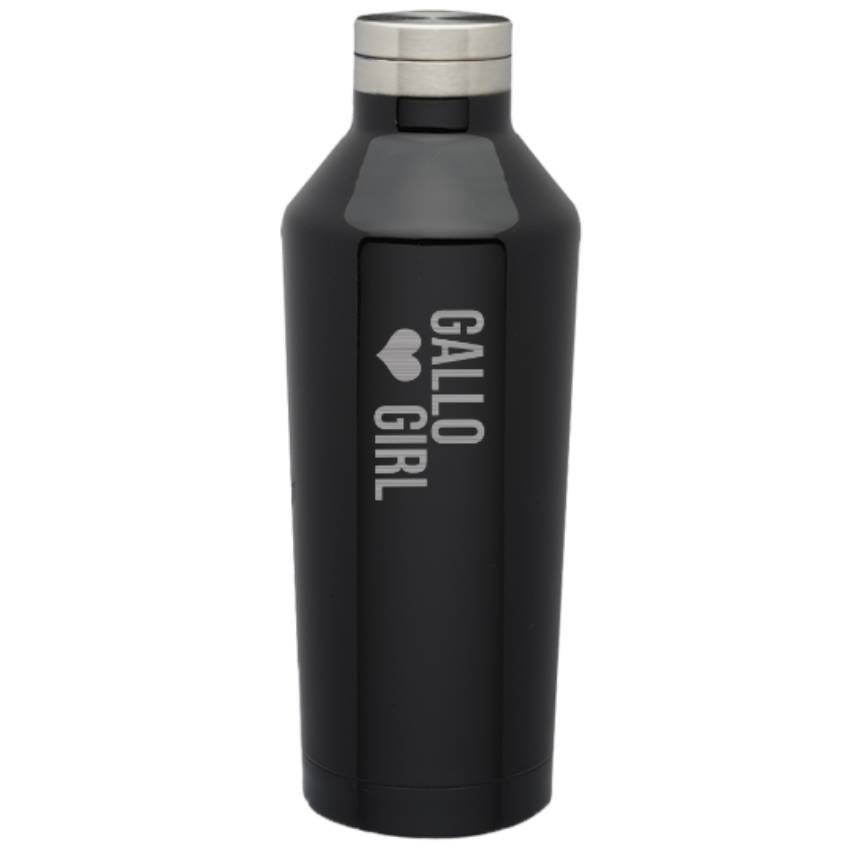 gallo girl black steel water bottle 